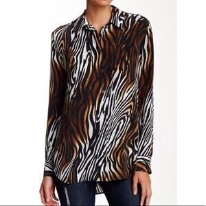 Equipment silk tiger print top semi sheer